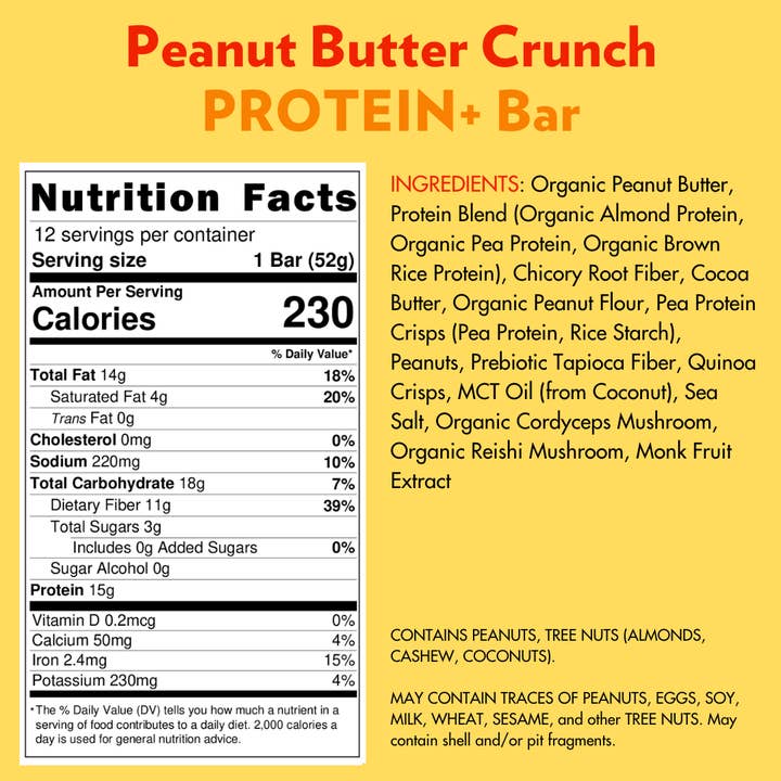 B.T.R. Bar - Wholesale Snack Bar - PEANUT BUTTER CRUNCH PROTEIN+ Superfood Bar