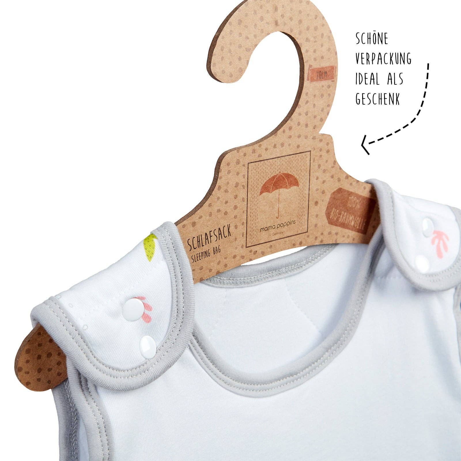 Mama Poppins Germany – Saco de dormir - Bebé por atacado – saco de dormir | com letras “Glückskind”, 70cm5