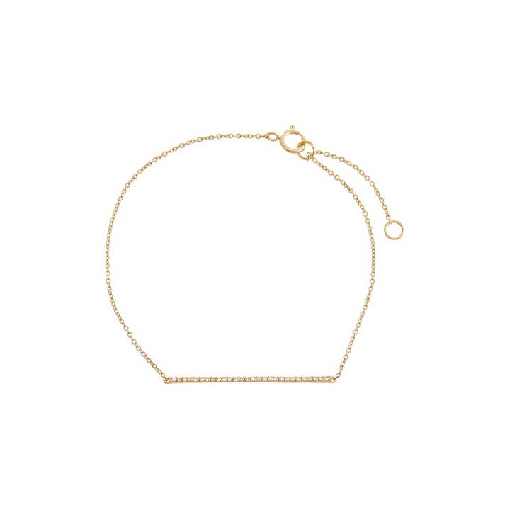 14K Gold Diamond Pave Bar Bracelet Women's Valentine's for wholesale on Faire