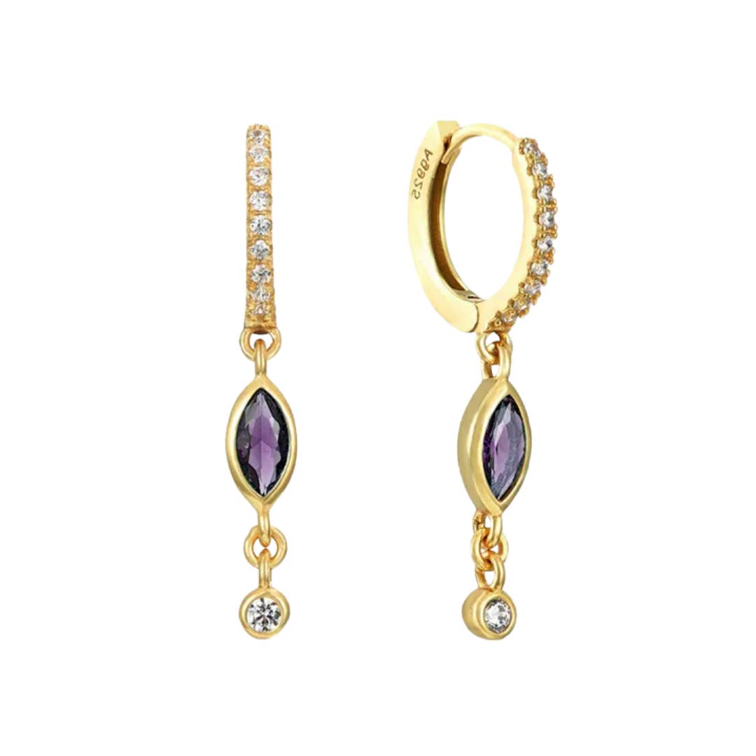 Gold Earrings Isolde purple for wholesale on Faire