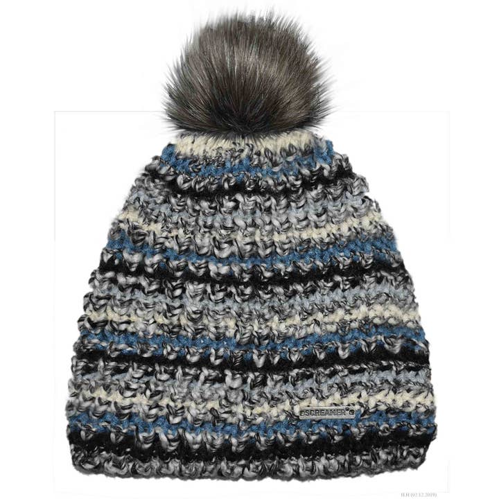 Screamer - Wholesale Beanie - Women's - Lexis Hurdle-Stitched Acrylic Yarn Beanie with Faux Fur Pom