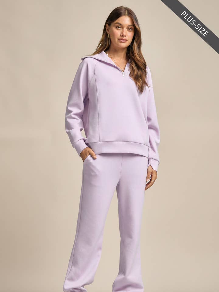 PLUS SIZE Quarter Zip Pullover + Jogger Modal Travel Set for wholesale by Dear Scarlett