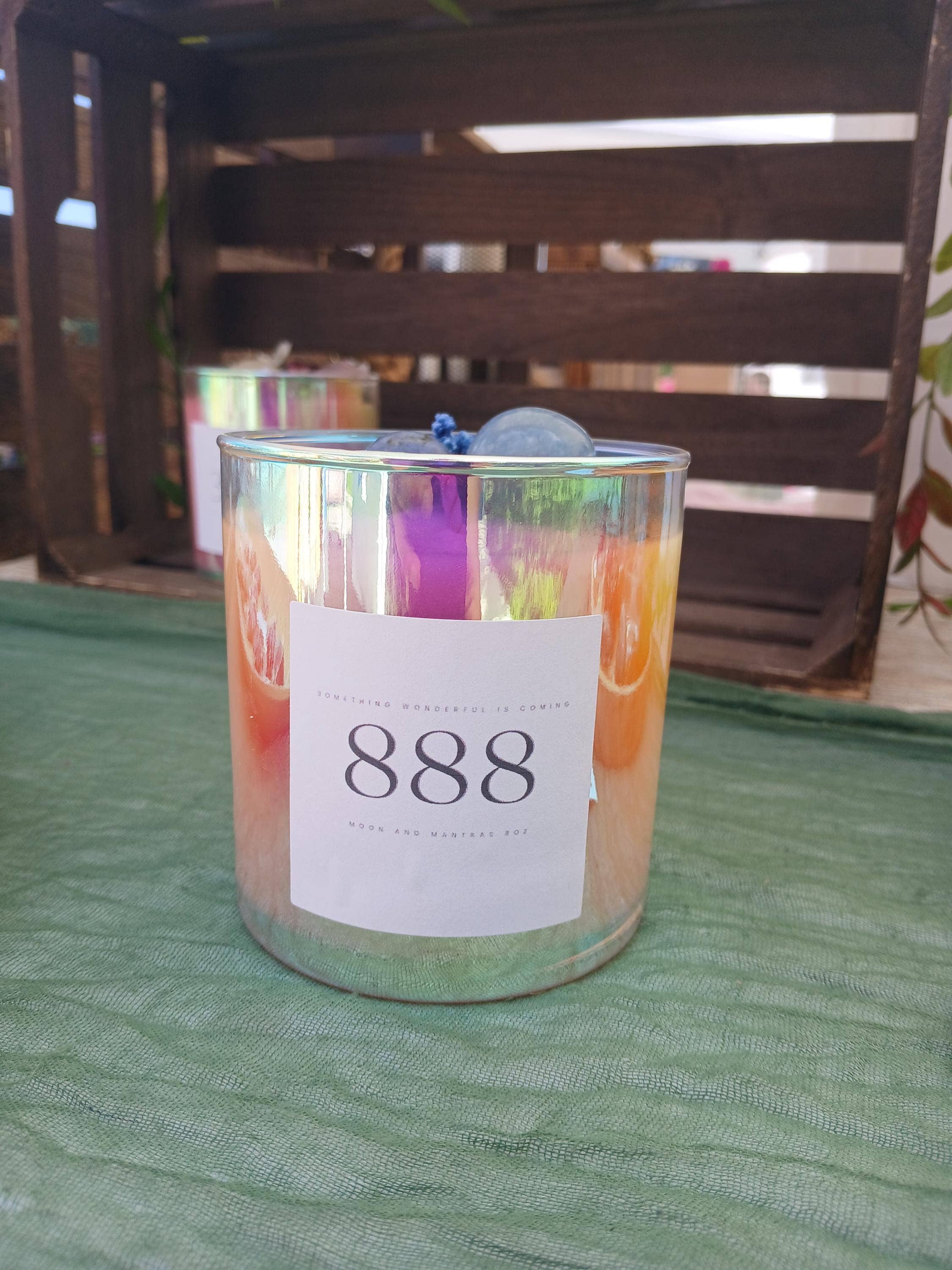 moon and mantras - Wholesale Jar/Filled Candle - Angel Numbers Crystal Intention Candle with Healing Crystals7