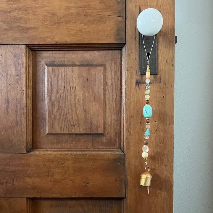 Turquoise + Citrine Single Bell with Hamsa Hand for wholesale by Bell and Chime