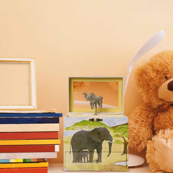 Enchantmints – Engroshandel Spilledåse - Børn og baby – Ny! Elefantmusikboks med udtræksskuffer og spejl2