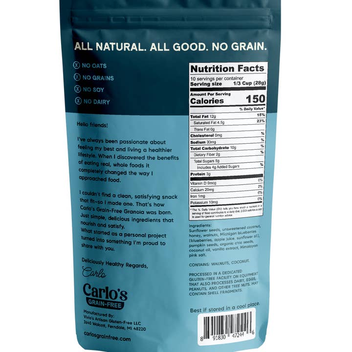 Good Life Naturals - Wholesale Granola - Carlo's Grain-Free Blueberry Walnut Granola 1