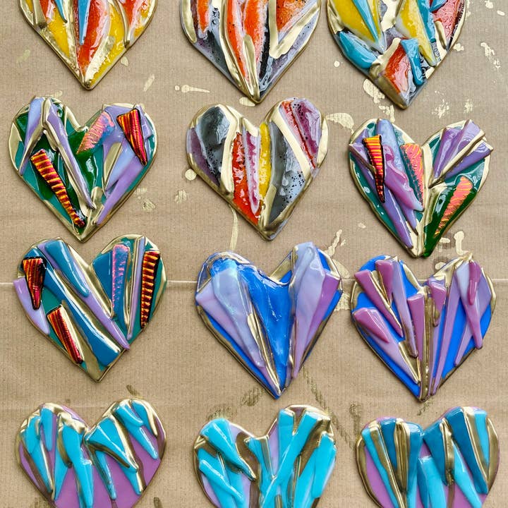 Atelier Glass Studio - Wholesale Ornament - 4.5" Glass Graffiti Heart - Assort - Ornament 6