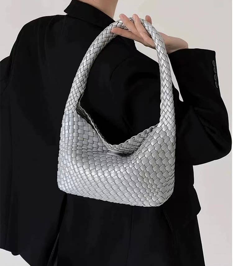 Sook Stainable - Wholesale Shoulder Bag - Women's - Vegan Leather Woven Shoulder Baguette Bag9