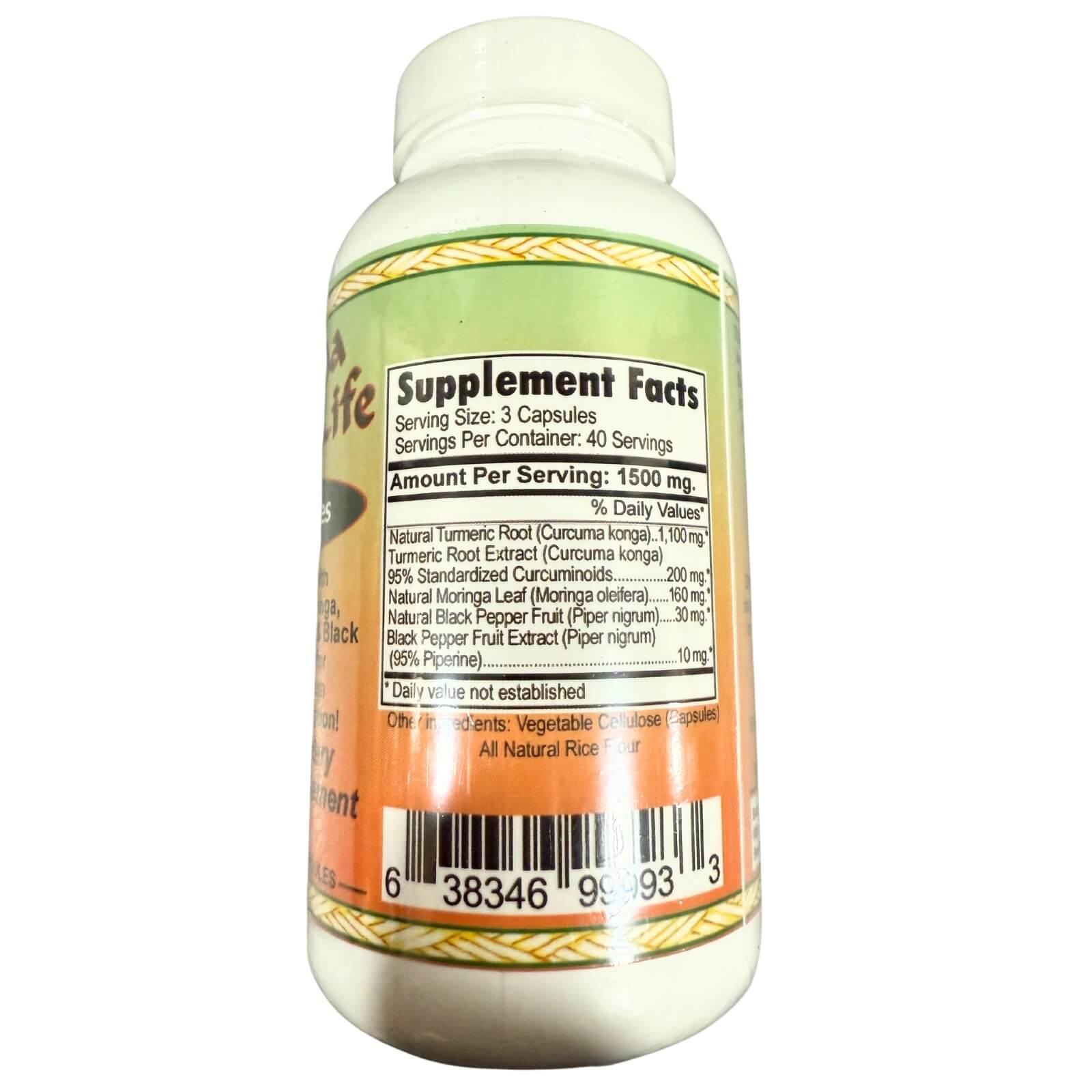 Moringa Energy Life - Wholesale Oral Supplement/Vitamin - Moringa Curcumin-Max 120 count - 500mg per capsule1