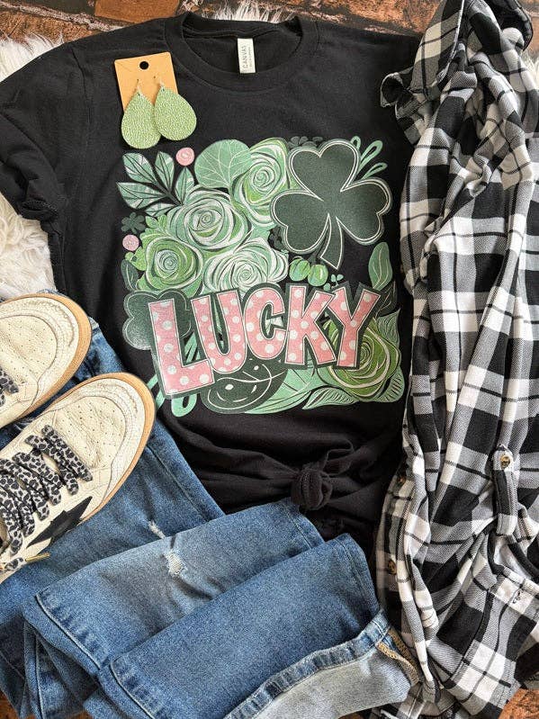 Happy Go Lucky Shamrock Tee for wholesale by Southern Swank