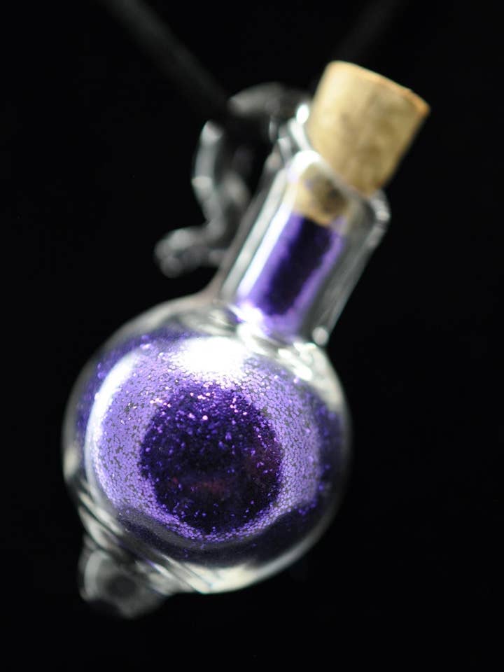 Collar de Botella de Cristal con Polvo de Hada Púrpura para venta al por mayor de Crystal Dragon