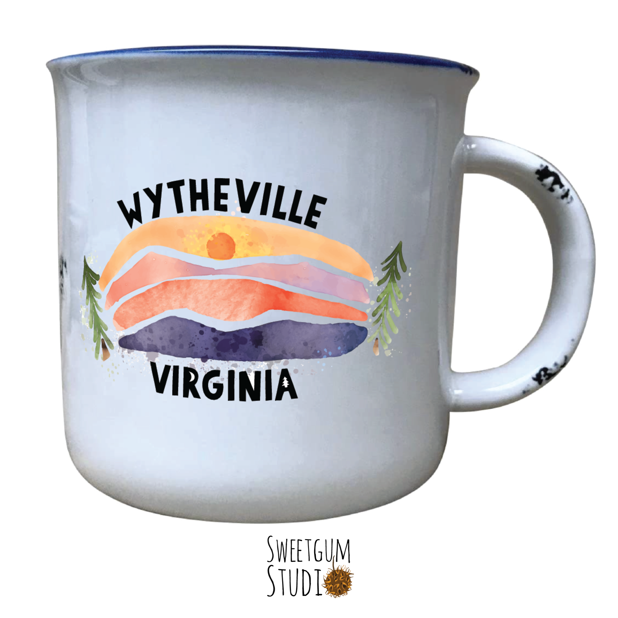 Sweetgum Studio - Wholesale Coffee Mug - Watercolor Mountain Sunset Mug - Custom text 4