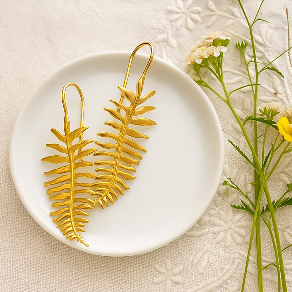 Wild & Free - Wholesale Dangle Earrings - Pendientes de hoja de helecho1