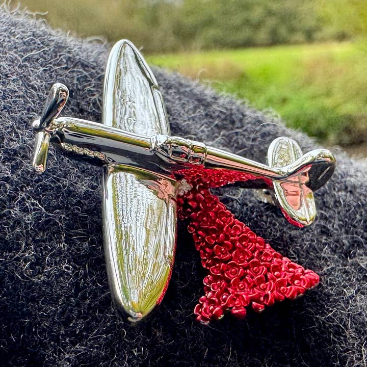 Alexander Thurlow & Co Ltd – alfinete de lapela por atacado – Broche Spitfire Poppy, Prateado0