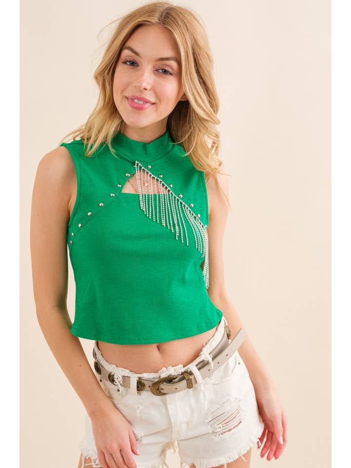 Blue B - Wholesale Knit Top - Women's - 22611T - Studded Rhinestone Crop Top