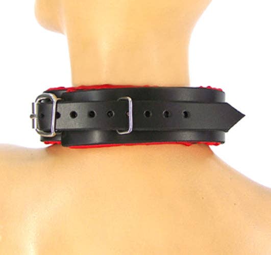 Axovus - Wholesale Choker/Collar - Red Satin Padded Bondage Collar1