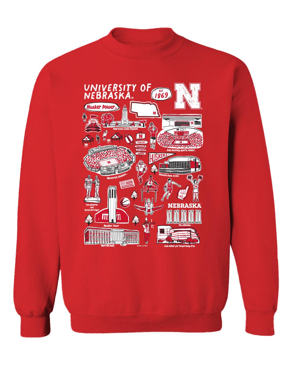Vive La Fete - Wholesale Graphic Sweatshirt - Women's - University of Nebraska Huskers Vive La Fete Impressions Red Cotton Crewneck Sweatshirt for Women0