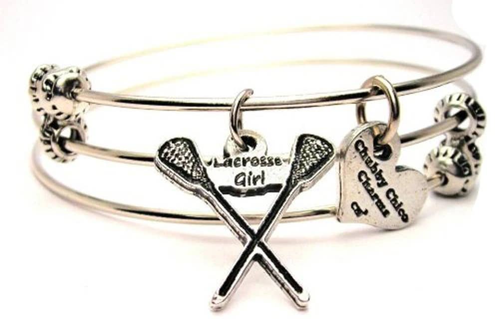 Chubby Chico Charms - Wholesale Bangle Bracelet - Lacrosse Girl Triple Style Bangle Bracelet0