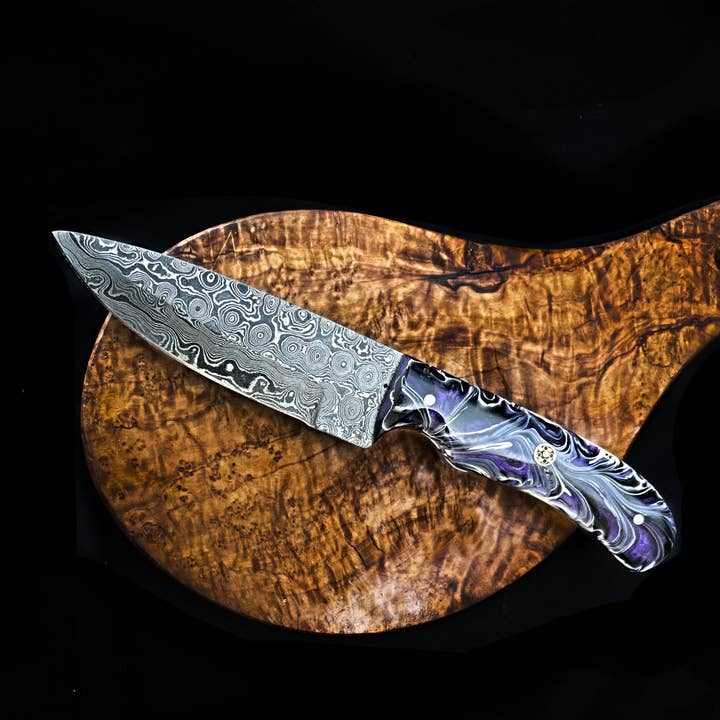 Titan International - Wholesale Kitchen/Utility Knife - Damascus Steel EDC Knife by Titan TD-702 Midnight Prism6