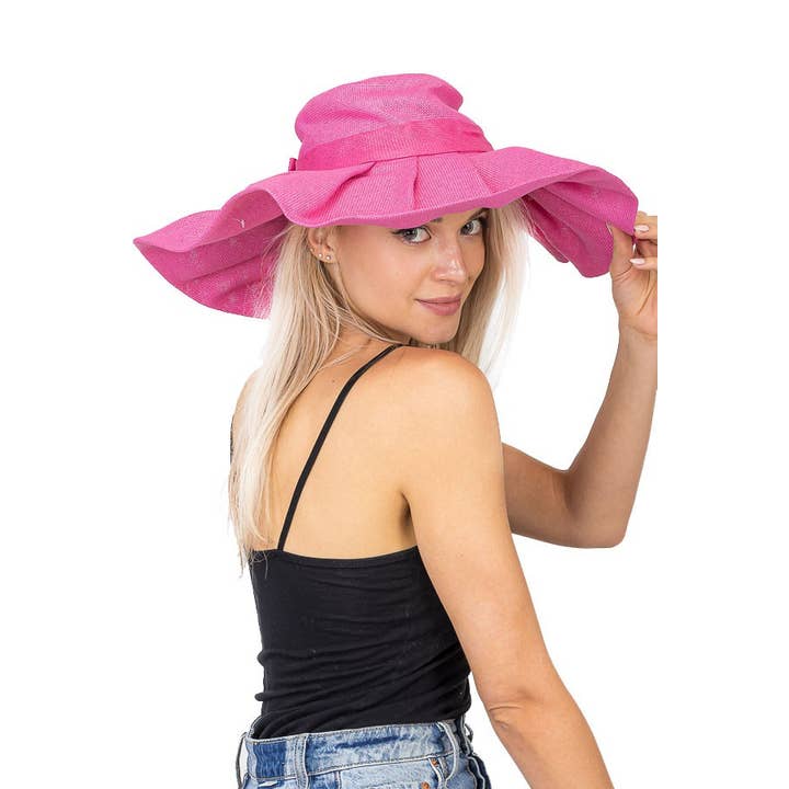 Cap Zone - Vente Chapeau de paille – femme - Chapeau de soleil Derby à volants et nœud excentrique