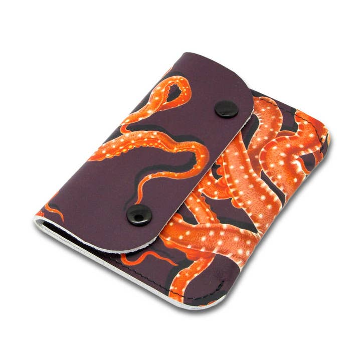 Porte-monnaie / porte-cartes en cuir avec un beau motif imprimé pour la vente par 'Alkemest