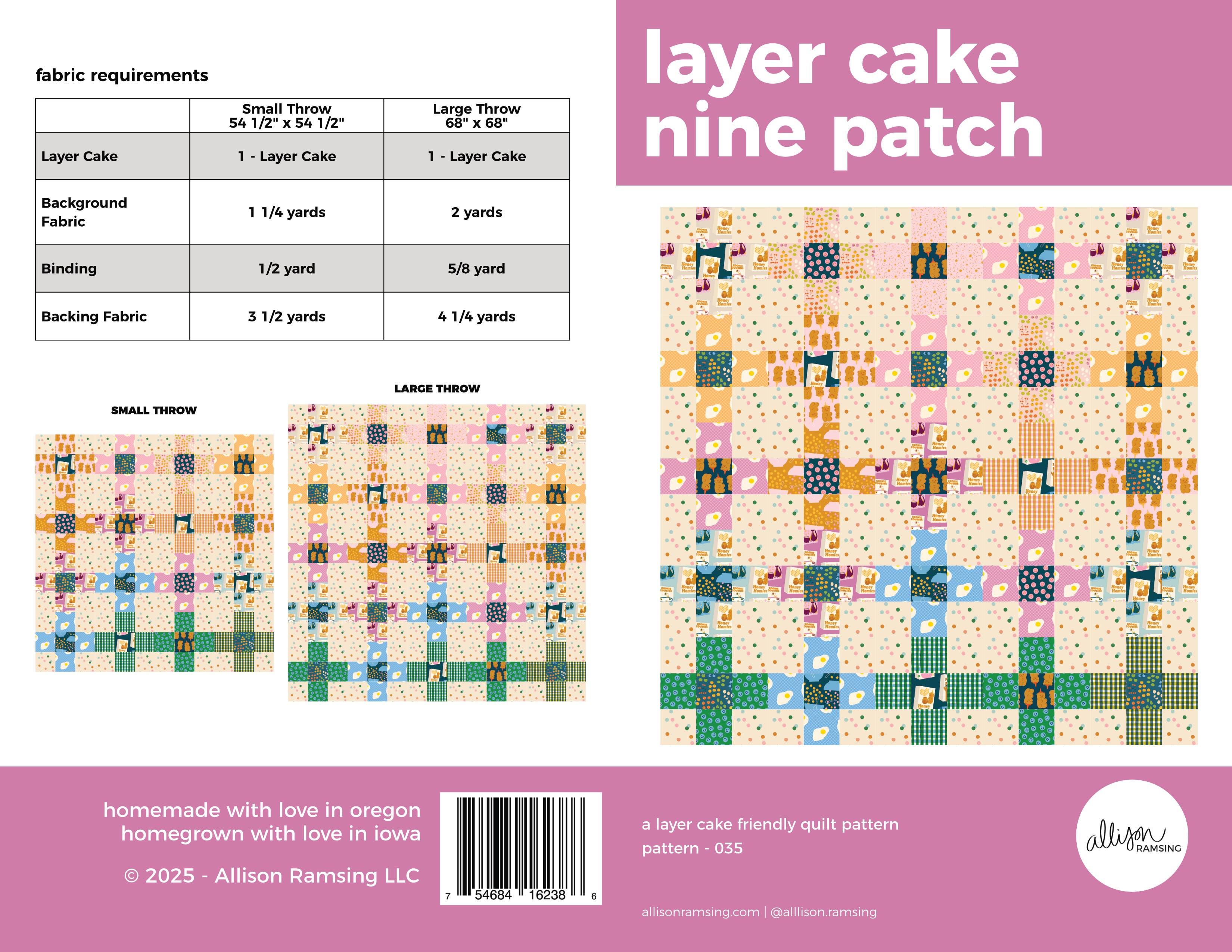 AllisonRamsing.com - Wholesale Craft Supplies - *NEW PATTERN* Layer Cake Nine Patch Quilt Pattern - Printed1