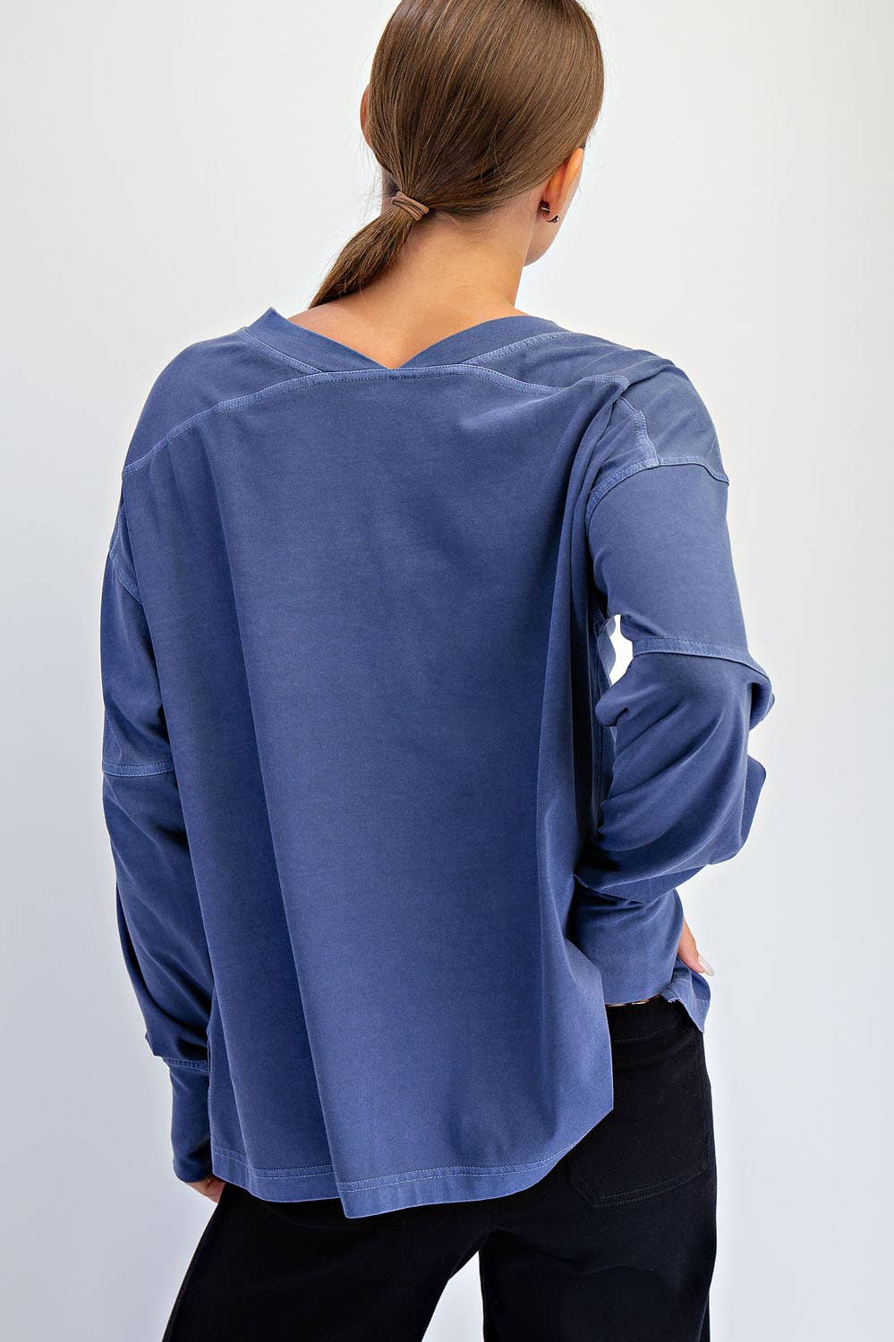 Rae Mode - Wholesale Lounge Top - Women's - PIGMENT WASHED COTTON V-NECK TOP25