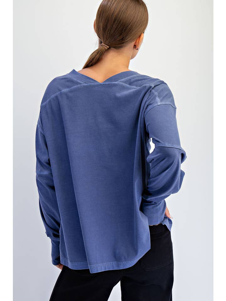Rae Mode - Wholesale Lounge Top - Women's - PIGMENT WASHED COTTON V-NECK TOP25