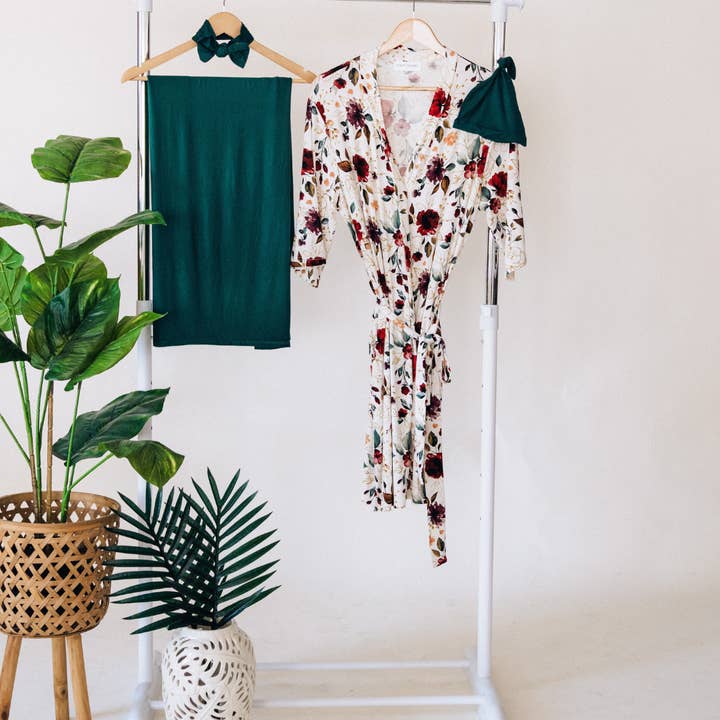 Camicia da parto Red Rose Maternity & Fascia per neonati verde smeraldo per la vendita all'ingrosso da parte di HAHA MAMA Clothing