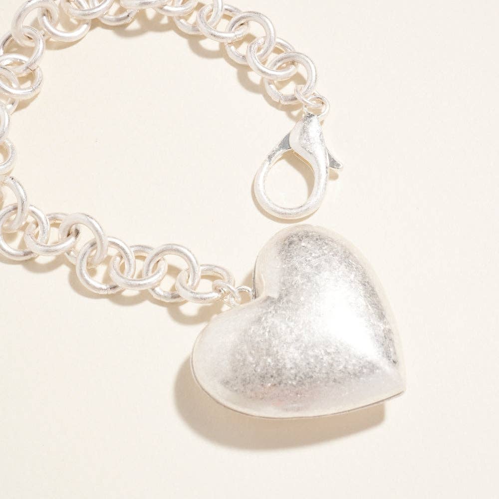 Designature New York - Wholesale Keychain – Women's - 6.5 Inch Metal Puffy Heart Keychain Bagcharm12