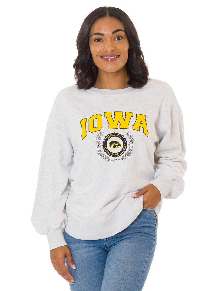 Iowa Hawkeyes Yvette Crewneck Sweatshirt for wholesale by Flying Colors Apparel
