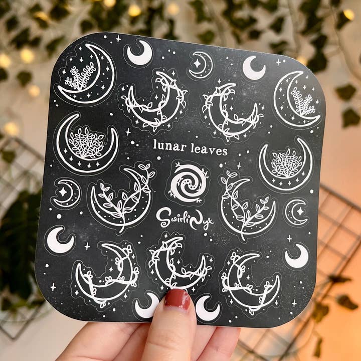Dark Lunar Leaves Sticker Sheet for wholesale by SwirliNyx