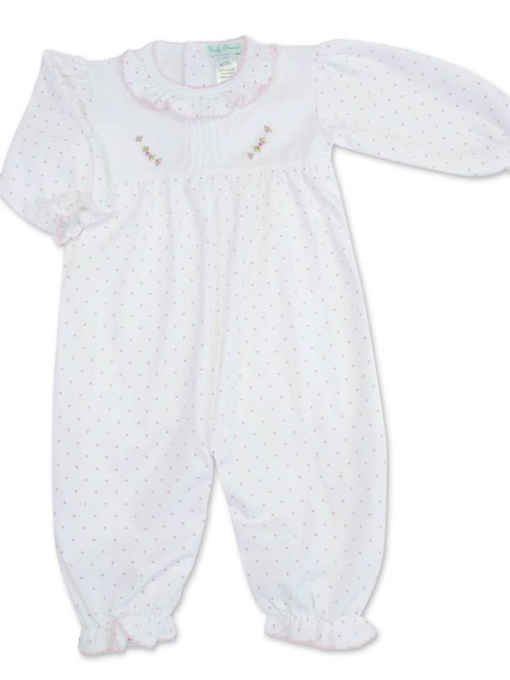 Robe de convertisseur Rosebuds Dots en coton Pima pour petite fille pour la vente par Baby Threads