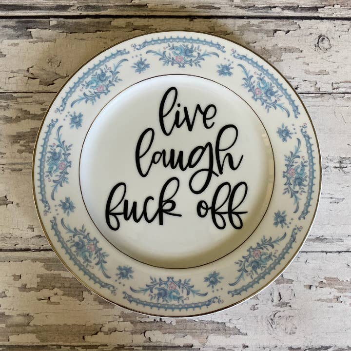 pretty little creeps - Wholesale Decorative Plate/Dish/Bowl - Upcycled Funny Plates, Live Laugh Fuck Off ,Gift Shop