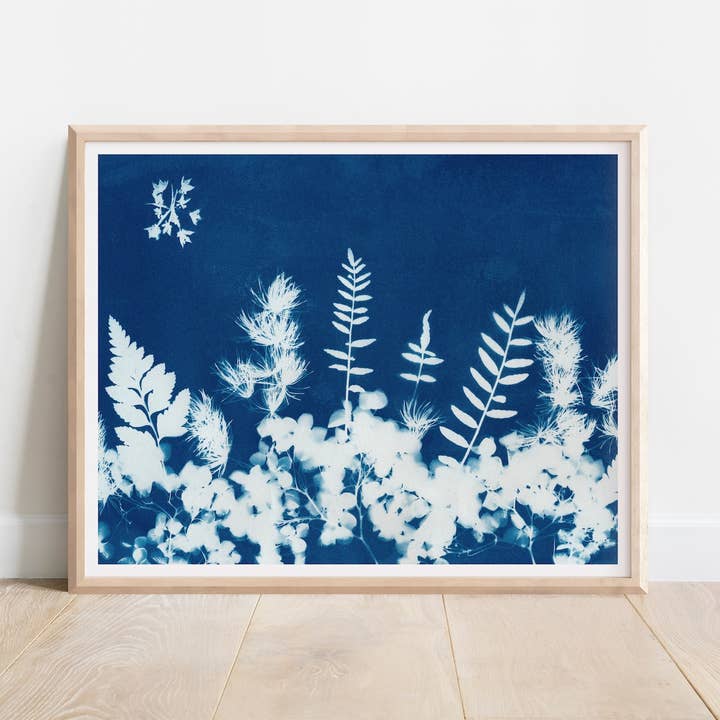 "Fields of Flowers" Blue Floral Art Print 8"x10" Unframed for wholesale by Far Mountain Studio