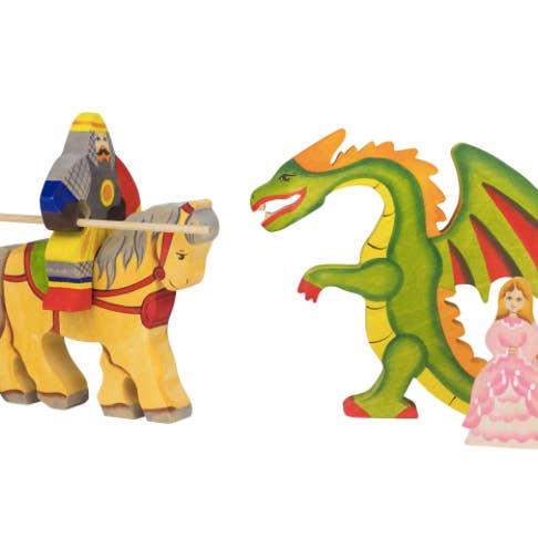 Wooden Princess and the Dragon Fairytale Set for wholesale by PoppyBabyCo