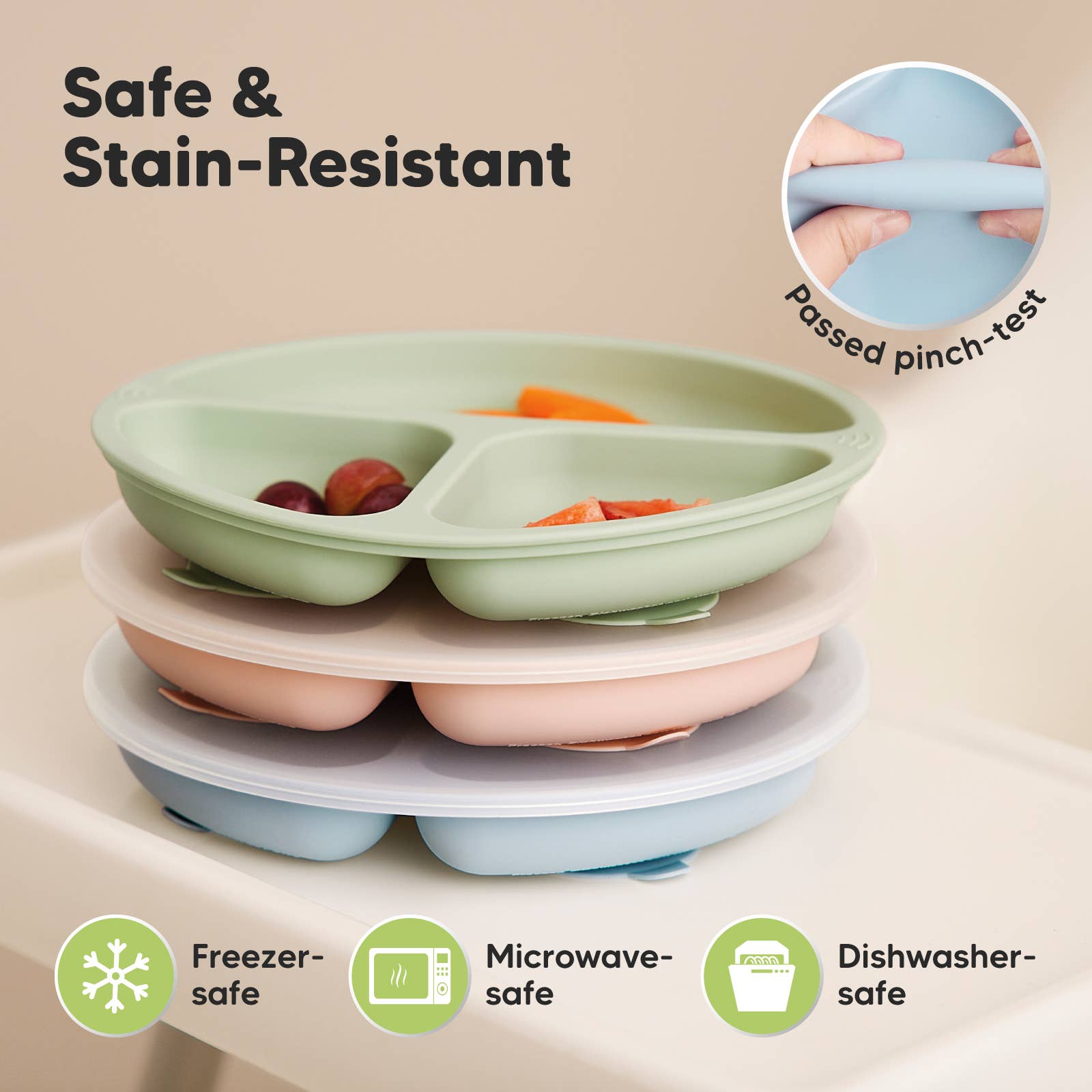 Mellow 3-Pack Prep Suction Plates with Lids BPA-Free Baby Plate for wholesale on Faire4