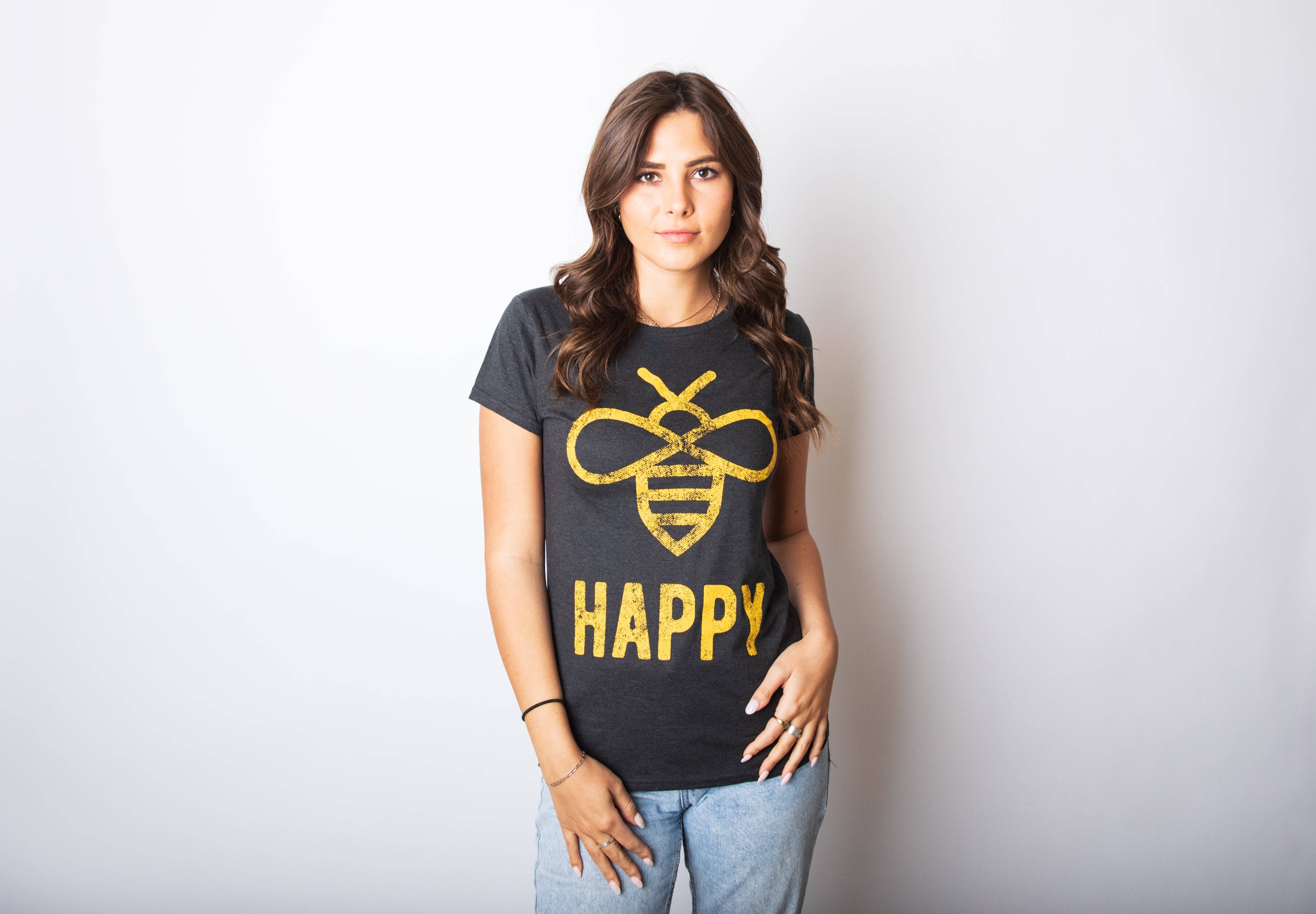 Bee Happy Women's Tshirt Animal Graphic Tee Western Plus for wholesale on Faire2