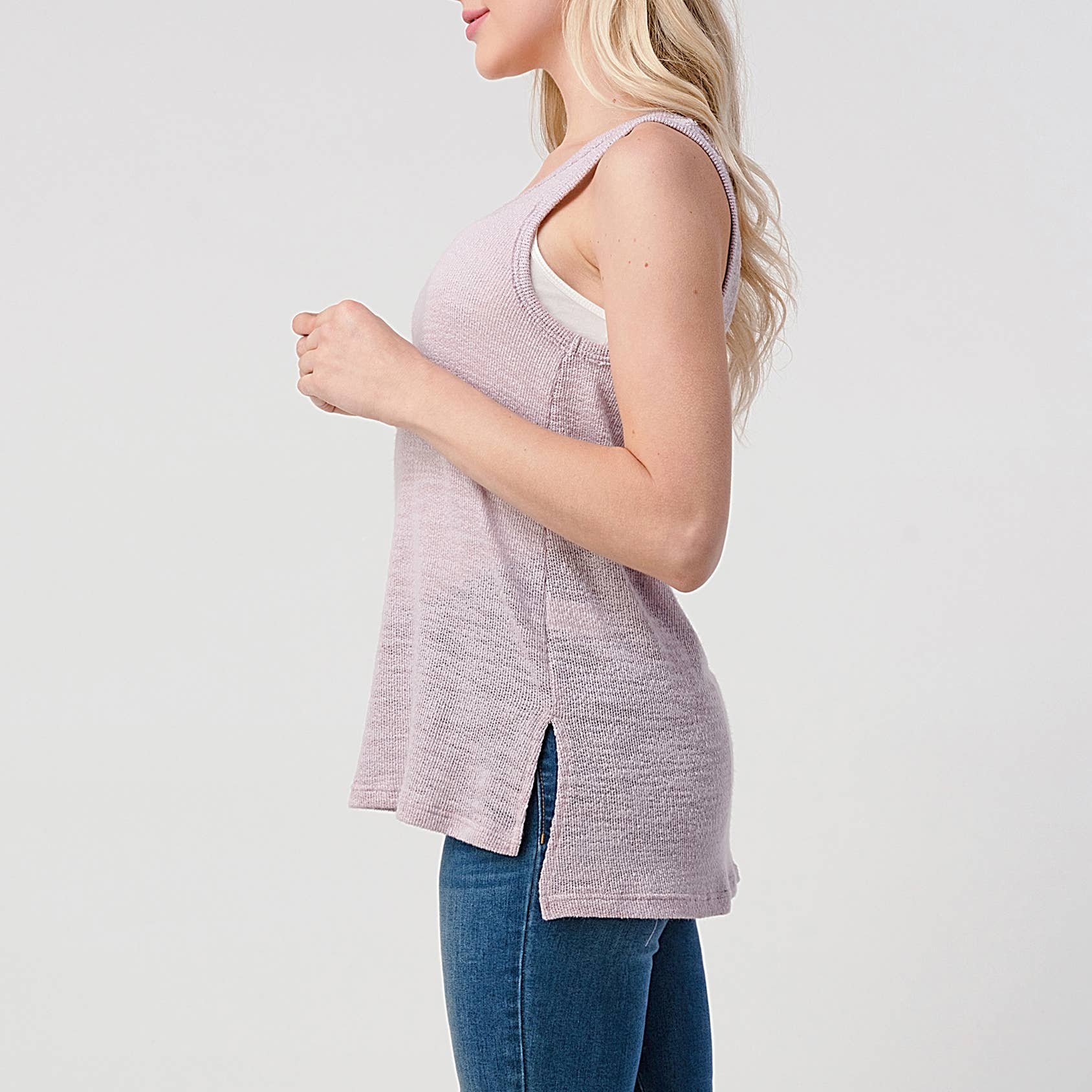 Heimious - Vendita all'ingrosso Canotta - Donna - Canotta Slub Texture con spacchi laterali, T46711