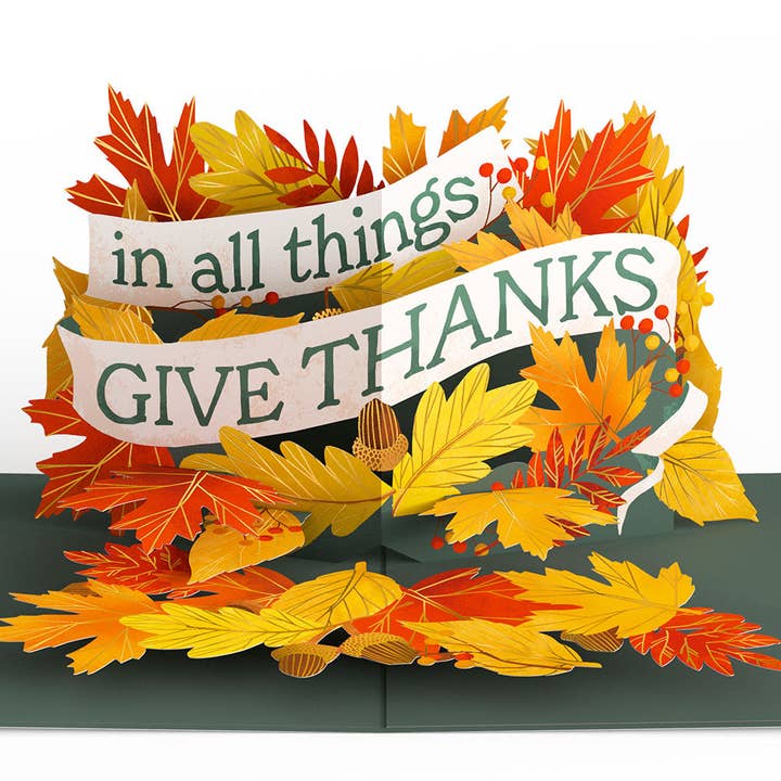 In All Things, Give Thanks Pop-Up Card 5x7" for wholesale by Lovepop Cards