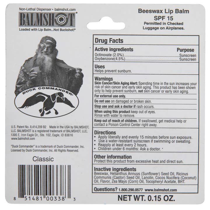 BALMSHOT Lip Balm - Wholesale Lip Balm - Balmshot & Duck Commander Beeswax SPF Lip Balm7