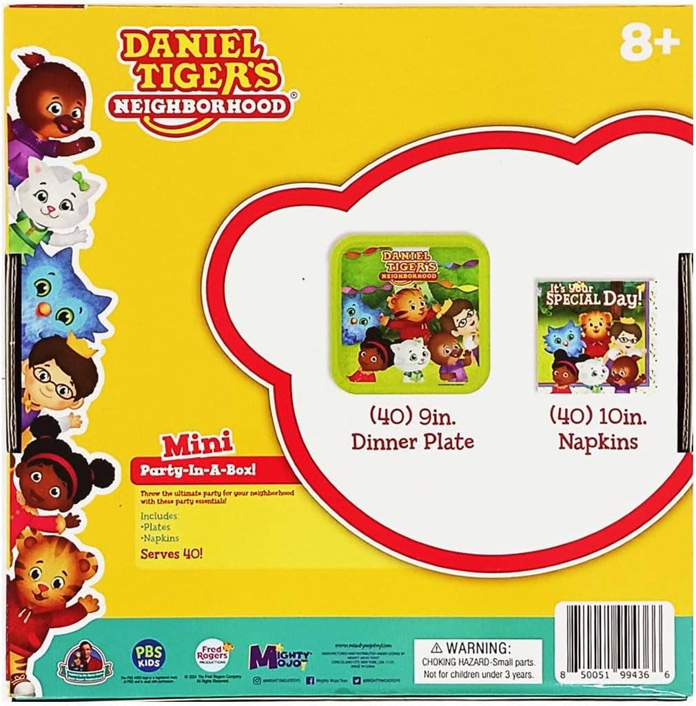 Mighty Mojo Toys – wholesale Disposable tableware pack – Daniel Tiger's Neighborhood Party-In-A-Box - 80 Pieces Party5