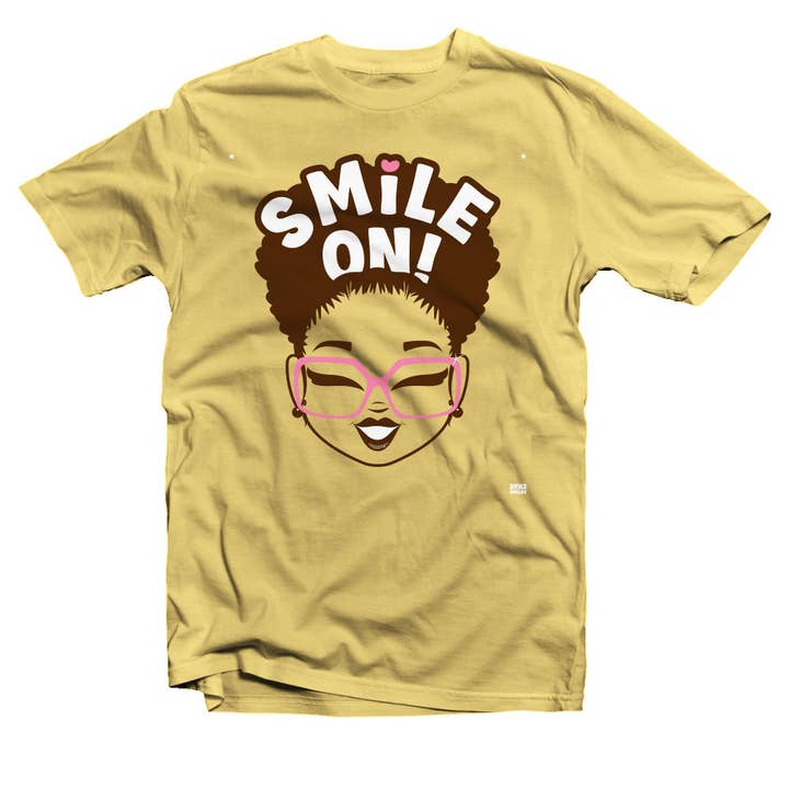 Smile On, Pink Glasses! Unisex T-Shirt for wholesale by The DynaSmiles Stationery