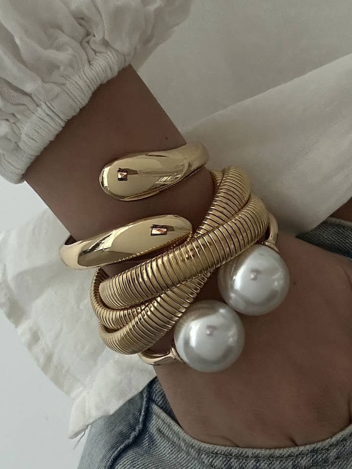 Bracelet Manchette Luxe Épais Or pour la vente par Lyonlee