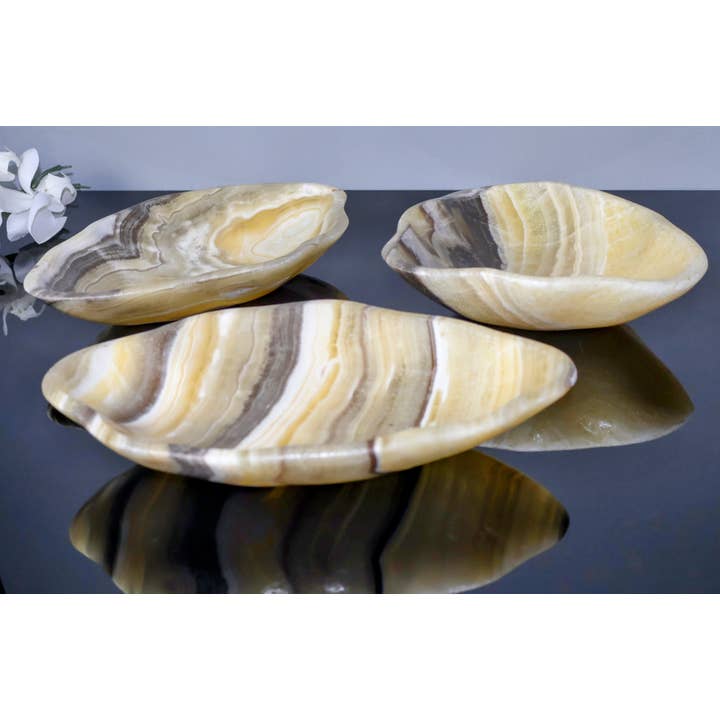 Set van 3 Prachtige Zebra Onyx Sieradenschaaltjes, Snuisterijbakjes voor wholesale door OnyxBowl