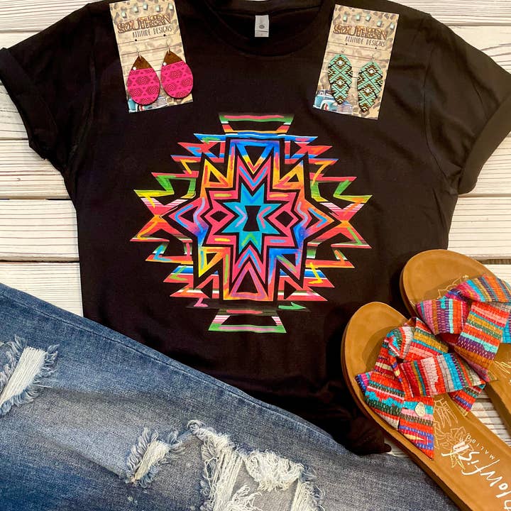 Colorful Aztec -Western Tee for wholesale by Southern Attitude Designs Inc