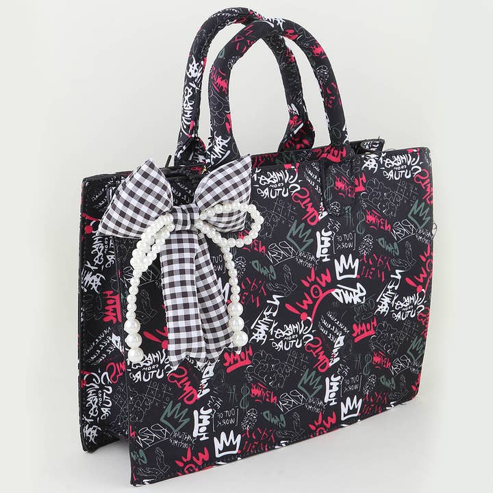 3AM BY H&D ACCESSORIES - Wholesale Purse/Bag Accessory - Women's - Pearled Plaid Ribbon Bag Charm