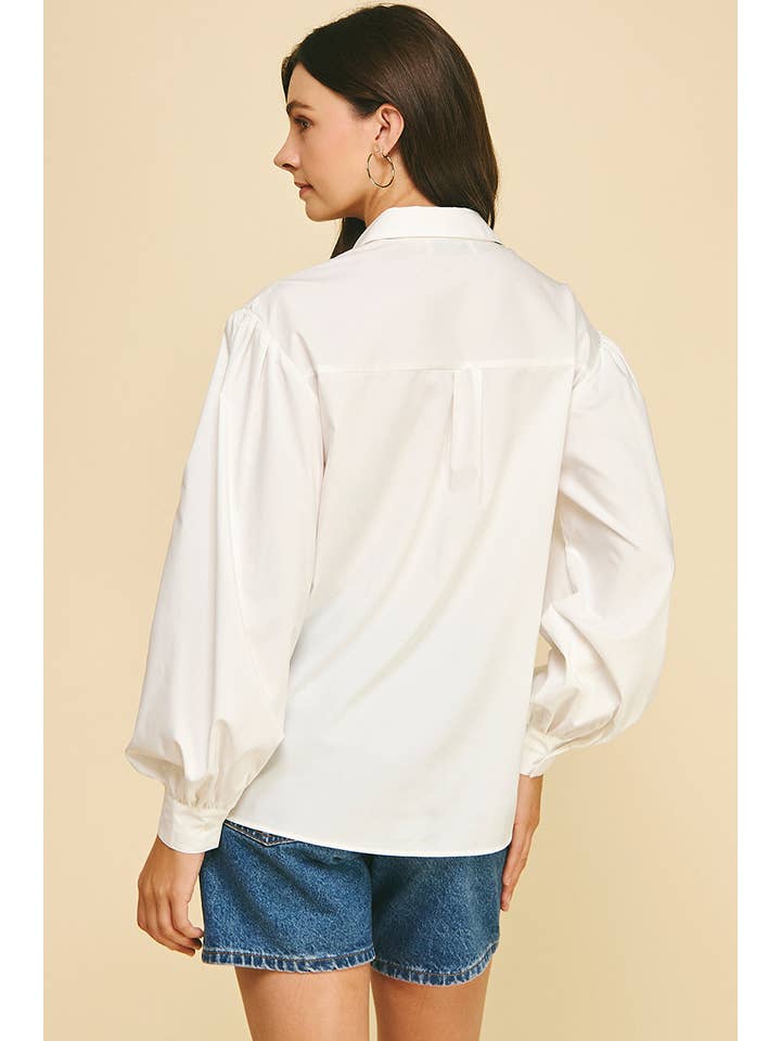 PINCH - Wholesale Button Down Shirt - Women's - FRONT TIE DETAILED BUTTON DOWN SHIRT - 6524T10