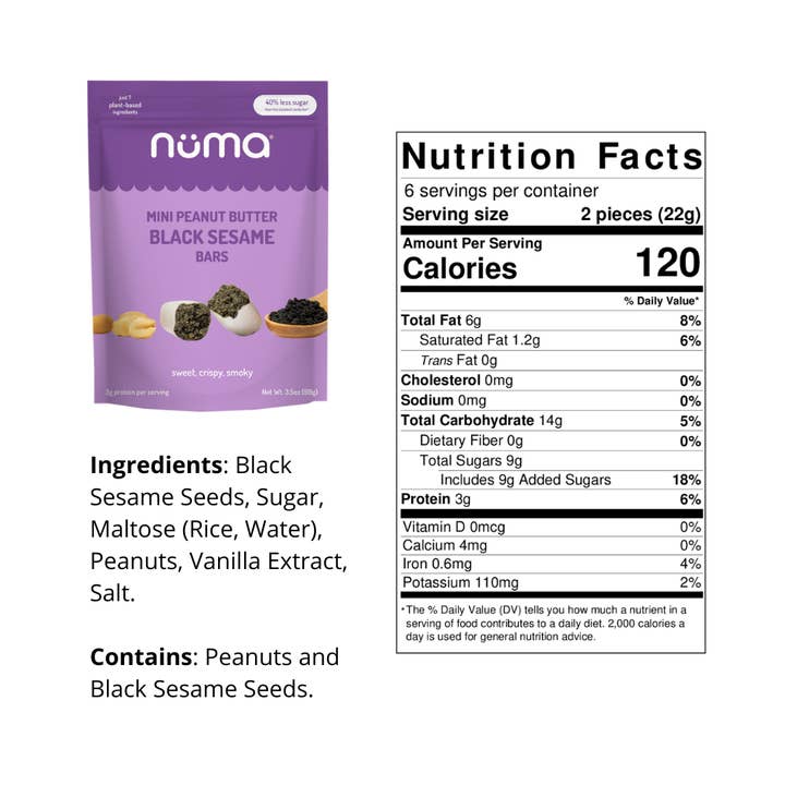 Numa Foods - Wholesale Snack bar - Mini Peanut Butter Black Sesame Bars4