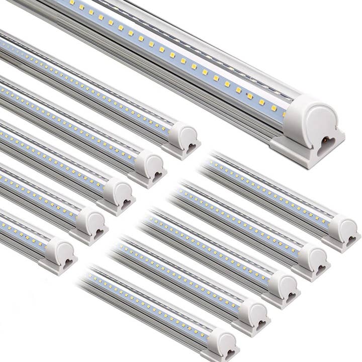 K LED Shop Light, 8FT 72W 10000LM 5000K, Daylight White, V Shape, Clear Cover, Hight Output, Linkable, T8 LED Tube Lights, for Garage 8 Foot with Plug (Pack of 10) for wholesale on Faire